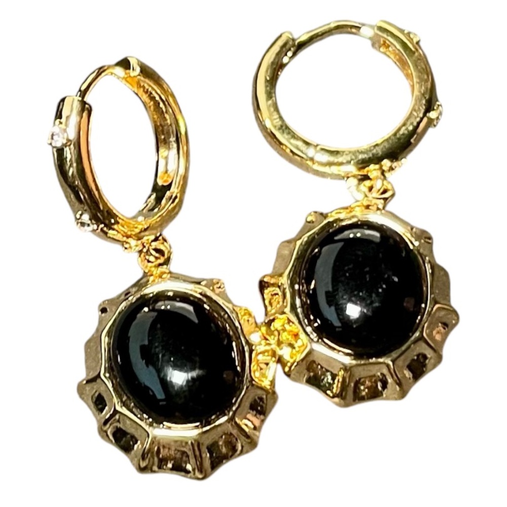 Elegant Gold and Black Hoop Earrings